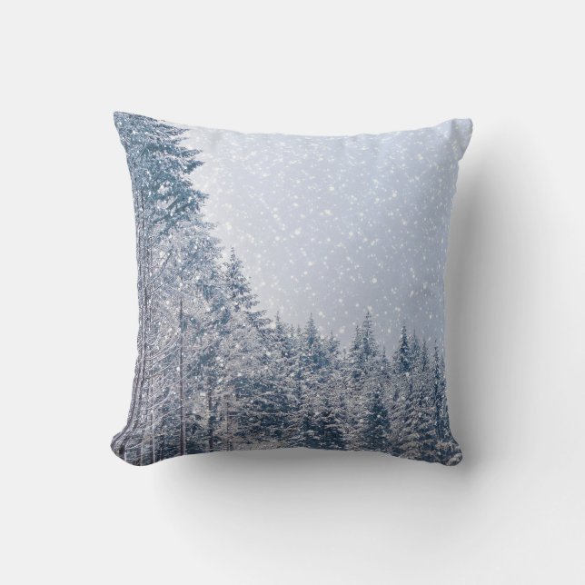 Almofada Neve Decorânea Azul e Bola Branca Feliz Natal (Frente)