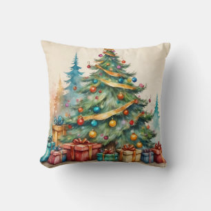 Almofada Neve Decorânea Azul e Bola Branca Feliz Natal