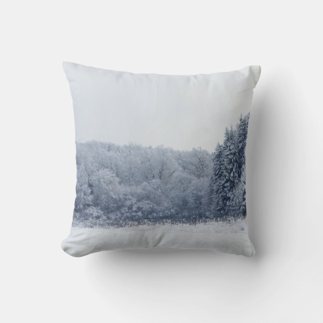 Almofada Neve Decorânea Azul e Bola Branca Feliz Natal (Frente)