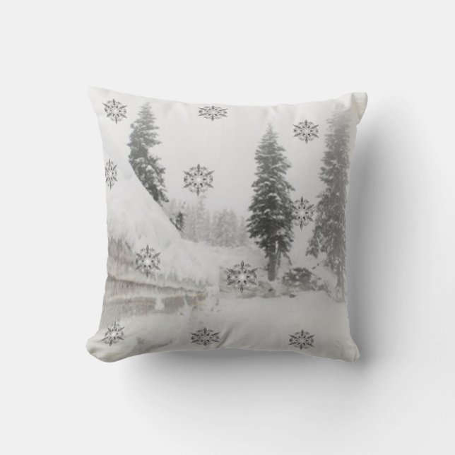 Almofada Neves flocos de neve no natal de inverno (Frente)