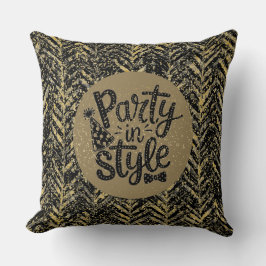 Almofada New Year Celebrate,Party in Style,Black Gold  Art