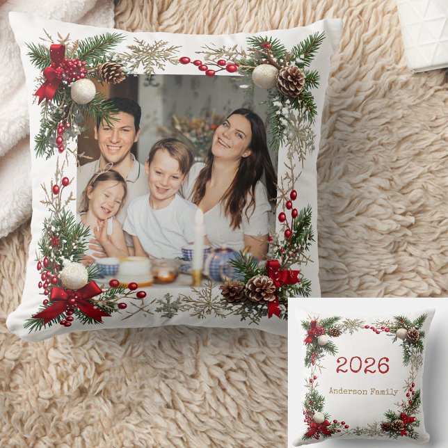 Almofada NEW YEAR  Frame with custom Photo Family 2026 (Criador carregado)