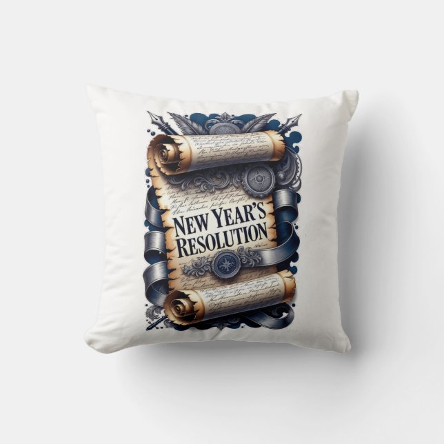 Almofada New Year's Resolution T-Shirt, Ornate Scroll (Frente)