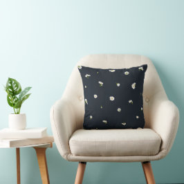 Almofada Night Charcoal White Cosmos Floral Pattern