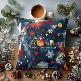 Almofada Night Sky Holiday Pine and Ornament Design