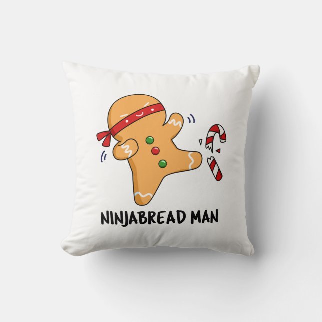 Almofada Ninjabread Man Funny Gingerpão Pun (Frente)
