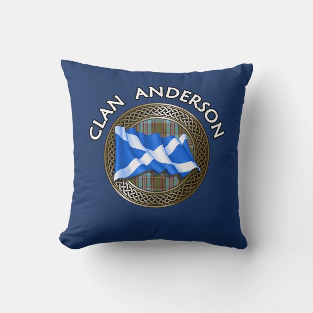 Almofada Nó de Tartã do Clã Anderson & Bandeira (Frente)