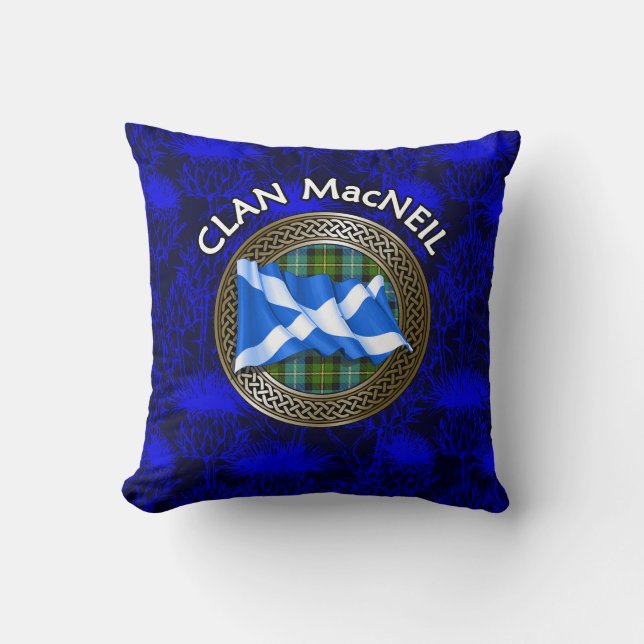 Almofada Nó de Tartã do Clã MacNeil & Bandeira (Frente)