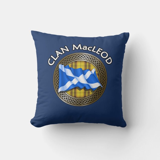 Almofada Nó de Tartan e Bandeira do Clã MacLeod (Frente)