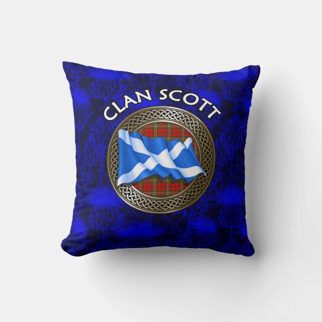 Almofada Nó e Bandeira do Tartan do Clã Scott (Frente)