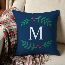 Nobre Monograma de Natal em Azul Marinho com Louro