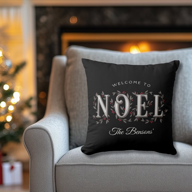 Almofada Noel Decorative Black Red Personalizado Natal (Criador carregado)