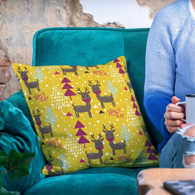 Almofada Noel Winter Reindeer Christmas Trees Snow (Criador carregado)