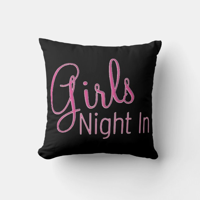 Almofada Noite das meninas no travesseiro preto e branco (Frente)