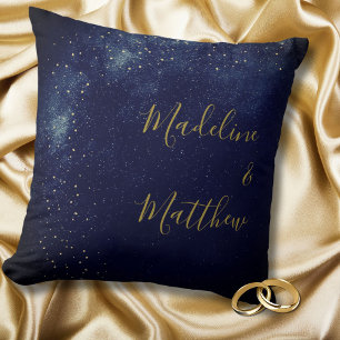 Almofada Noite de Estrelas Douradas do Céu Casando Momento