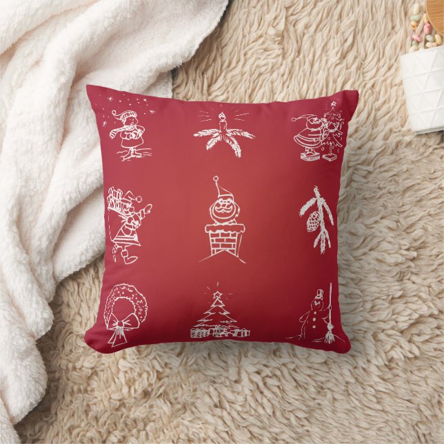 Almofada Noite de Feliz Natal Vermelho Moderno (Cobertor)
