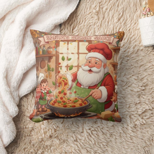 Almofada Noite de Macarrão do Papai Noel Personalizado (Cobertor)