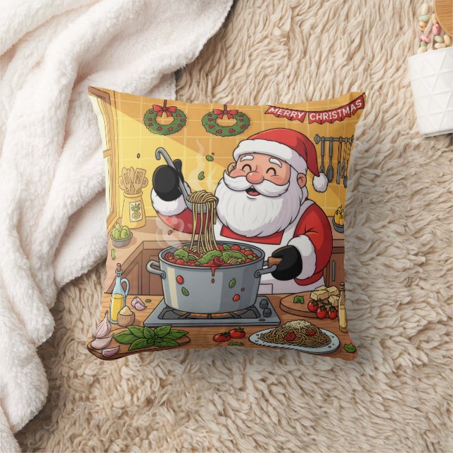 Almofada Noite de Macarrão do Papai Noel Personalizado (Cobertor)