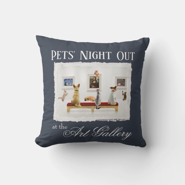Almofada Noite de Pets na Galeria de Arte (Frente)