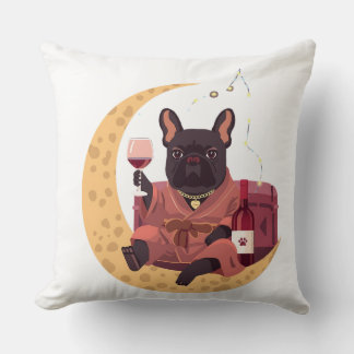 Almofada Noite de Vinho da Mãe do Bulldog Francês