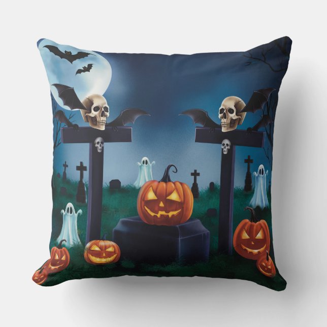 Almofada "Noite Terrível no Cemitério do Halloween" (Frente)
