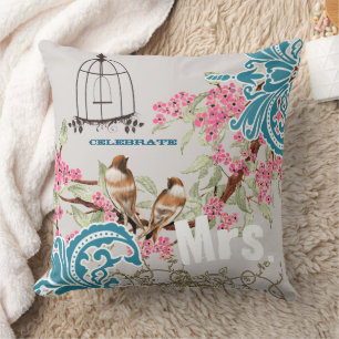Almofada Noiva Damask Love Bird Cherry Blossom Birdcage
