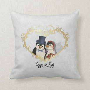 Almofada Noiva e noivo do Casamento de Pinguins - Personali
