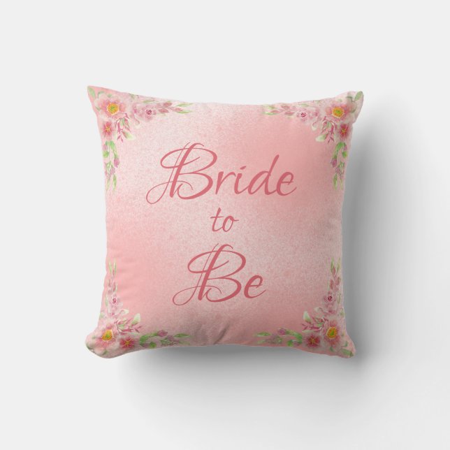 Almofada Noiva Elegante a ser Floral Rosa Aquarela  (Frente)