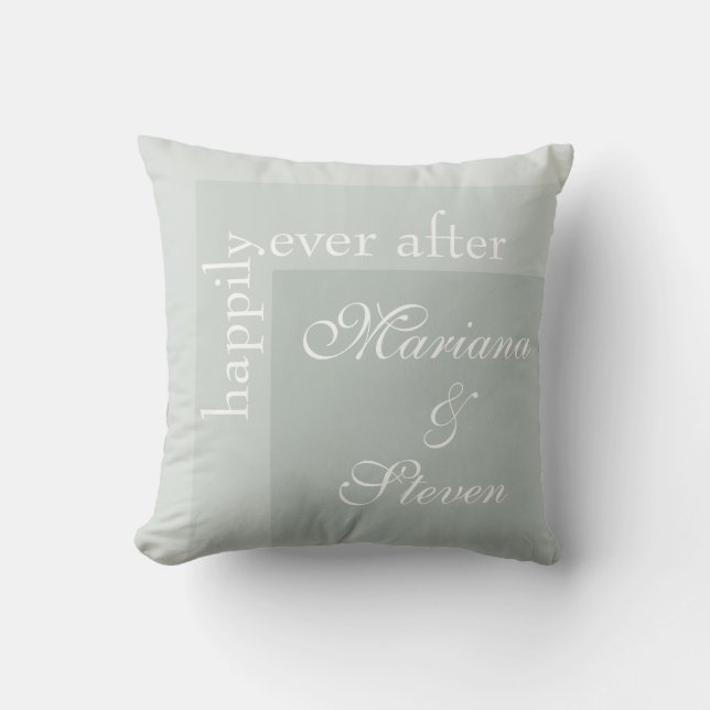 Almofada Noiva Simples Moderna Chic Script Casamento Verde  (Frente)