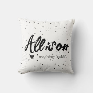 Almofada Nome Allison Significa Travesseiro Mínimo Moderno 