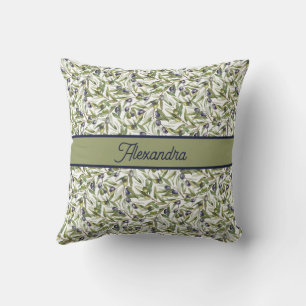 Almofada Nome Azeitona País Francês Aguarela Verde Salvia