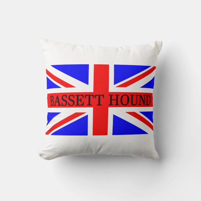 Almofada nome basset hound na bandeira (Frente)
