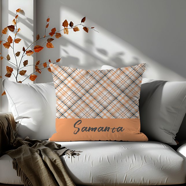 Almofada Nome bege geométrico vintage (Criador carregado)