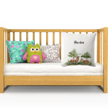 Almofada Nome bonitinho dos animais da floresta<br><div class="desc">Uma floresta,  paisagem florestal com veado,  raposa e coelho. Personalize e adicione um nome. Letras negras.</div>