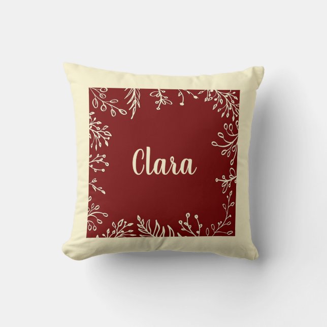 Almofada Nome Botânico Vermelho de Outono Personalizado (Frente)