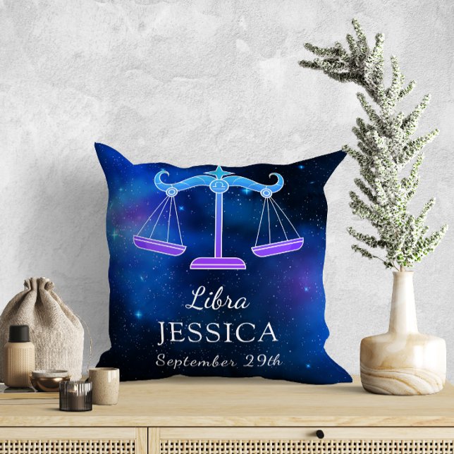 Almofada Nome com o símbolo Zodiac Libra Gift Travesseiro d (Criador carregado)