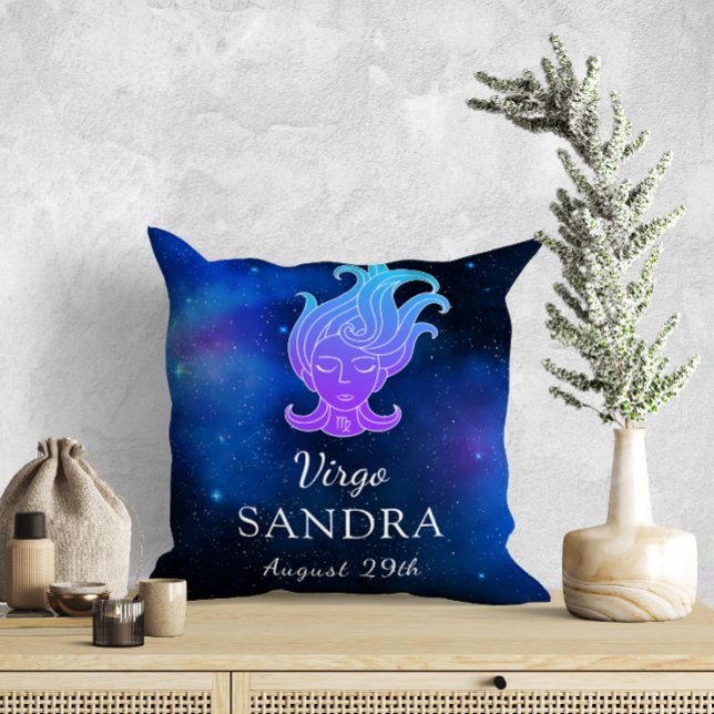 Almofada Nome com o sinal Zodiac Travesseiro decorativo Vir (Criador carregado)
