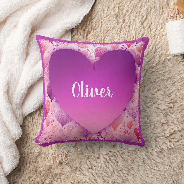Almofada Nome Coração Roxo (Cobertor)