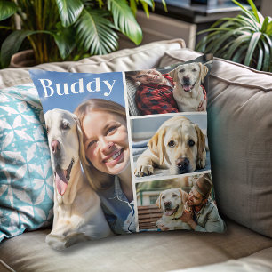 Almofada Nome da Colagem de Fotos de Cães Personalizados Mo