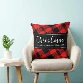 Almofada Nome da Família Natal Minimalista Xadrez Búfalo Ve
