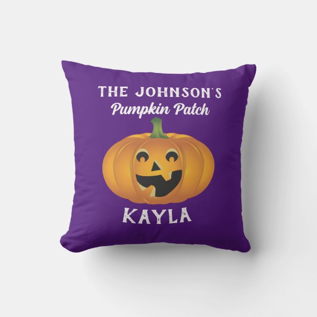 Almofada Nome da Família Pumpkin Patch Adorável Decoração d (Frente)