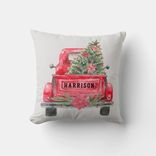Almofada Nome da família russa de caminhão vermelho árvore  (Frente)