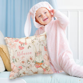 Almofada Nome da Folhagem Floral Bunny Vintage Nursery