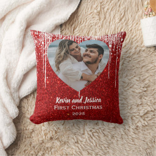 Almofada Nome da Foto de Natal do Primeiro casal