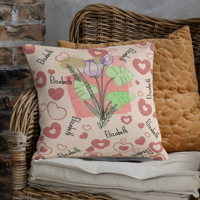 Almofada Nome da vinheta Crianças florais (Criador carregado)