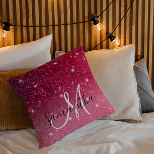 Almofada Nome das Sparkles Vermelhos e Rosa Modernos