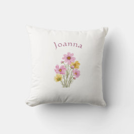 Almofada Nome de Aquarela Simples Botânica Floral Moderna