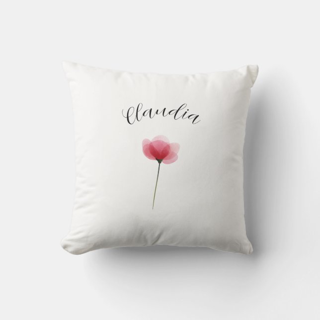 Almofada Nome de Aquarela Simples Botânica Floral Moderna (Frente)
