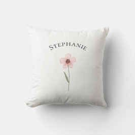 Almofada Nome de Aquarela Simples Botânica Floral Moderna