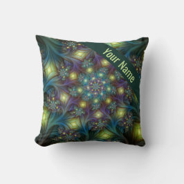 Almofada Nome de Arte Fratural azul iluminado azul roxo